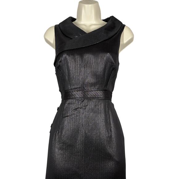Lavender Label x Vera Wang Sleeveless Midi Cocktail Dress Black Metallic - 6 - Picture 9 of 11